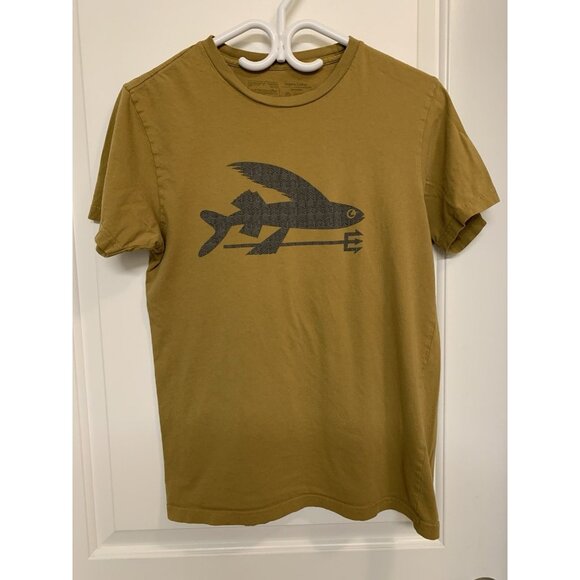 Patagonia Flying Fish Brown T-shirt Men’s Small Organic Cotton Made In USA - Picture 1 of 6